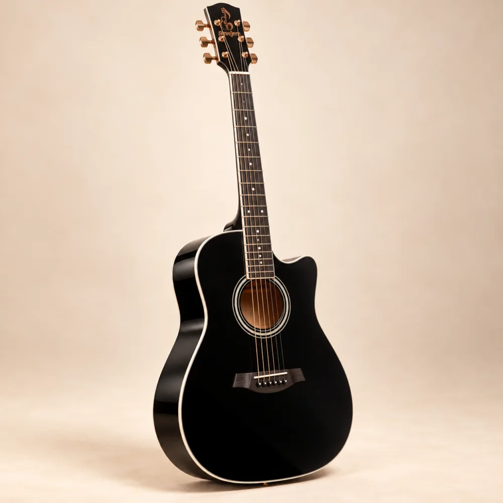 Black Cutaway Acoustic Guitar — illustrative branded product concept